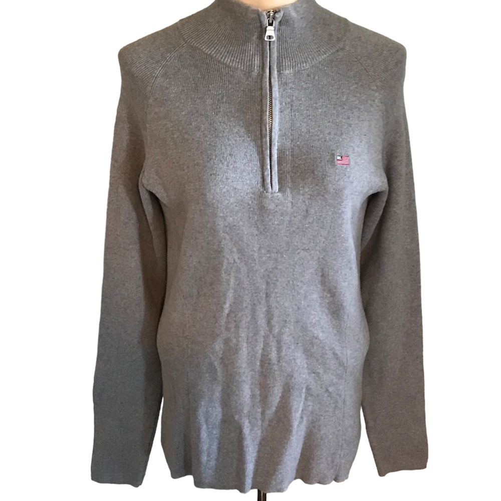 Vintage Polo Jeans Company by Ralph Lauren Men's Gray Quarter Zip Sweate…